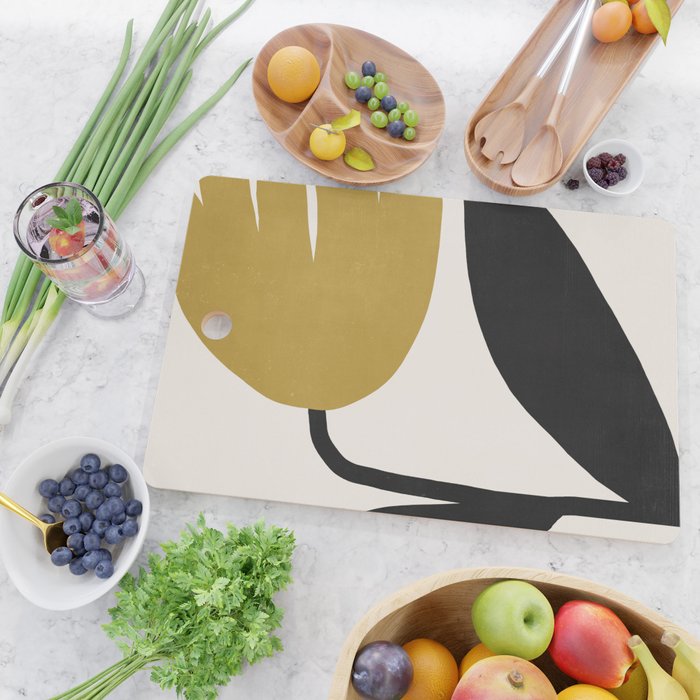 Abstract Flora - ochre Cutting Board Gallery Image 2