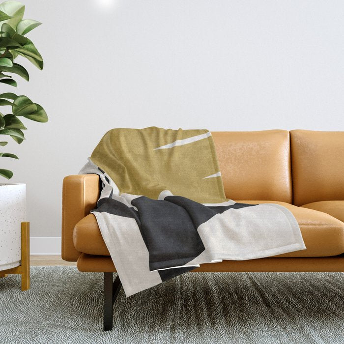 Abstract Flora - ochre Throw Blanket Gallery Image 1