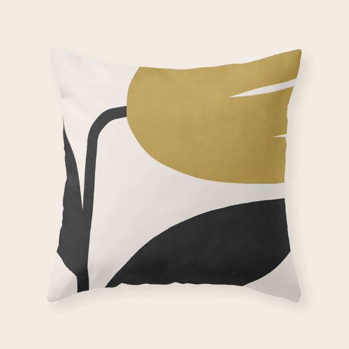 Abstract Flora - ochre Throw Pillow Gallery Image 6