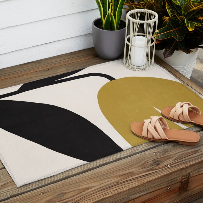 Abstract Flora - ochre Outdoor Rug Gallery Image 2