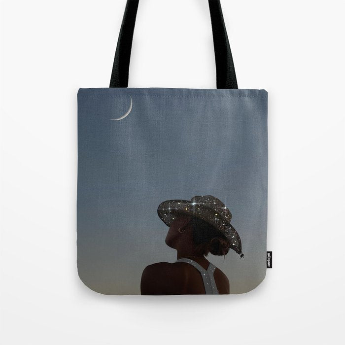 MOON LIGHT | glitter art work by Yana Potter | digital | collage | sparkle and shine | moon light  Tote Bag Gallery Image 1