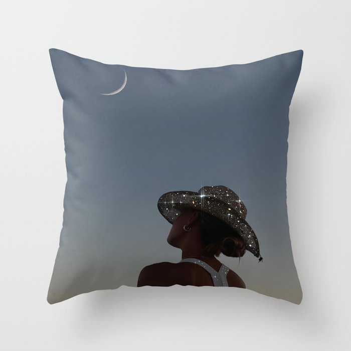 MOON LIGHT | glitter art work by Yana Potter | digital | collage | sparkle and shine | moon light  Throw Pillow Gallery Image 6