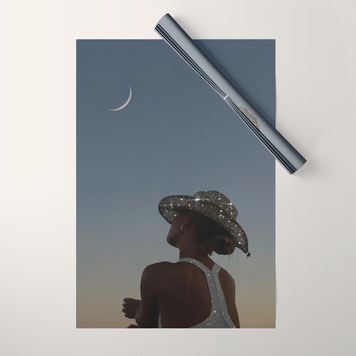 MOON LIGHT | glitter art work by Yana Potter | digital | collage | sparkle and shine | moon light  Wrapping Paper Gallery Image 1
