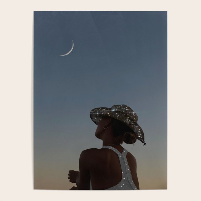 MOON LIGHT | glitter art work by Yana Potter | digital | collage | sparkle and shine | moon light  Poster Gallery Image 4