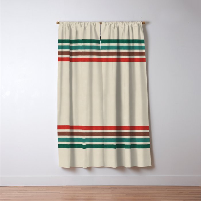 Blanket Stripe - vintage teal, green, brown, and red Window Curtain Gallery Image 3