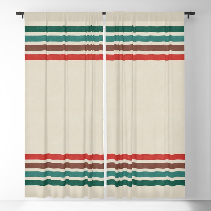 Blanket Stripe - vintage teal, green, brown, and red Window Curtain Gallery Image 5