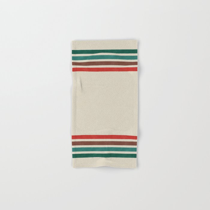 Blanket Stripe - vintage teal, green, brown, and red Bath Towel Gallery Image 1