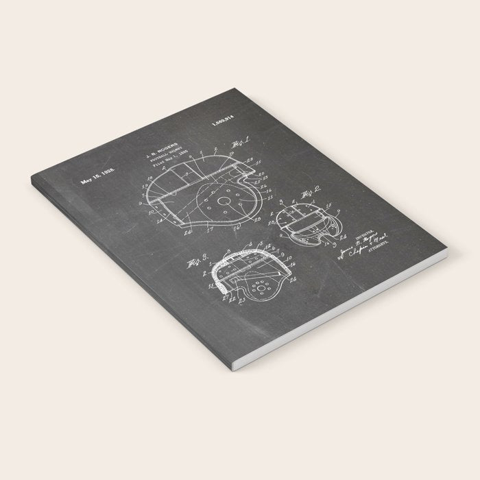 Football Helmet Patent - Football Art - Black Chalkboard Notebook Gallery Image 2