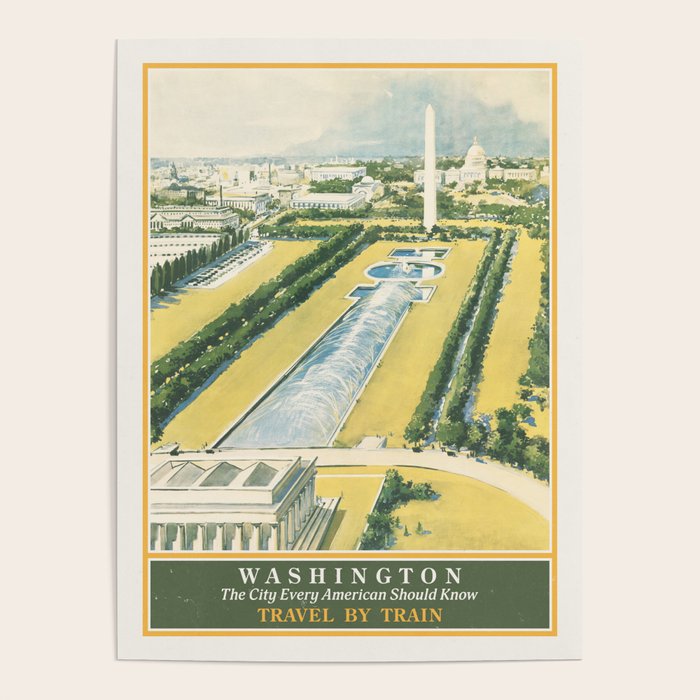 Washington DC Railroad Towards the Capitol Travel Poster Art Print Poster Gallery Image 4