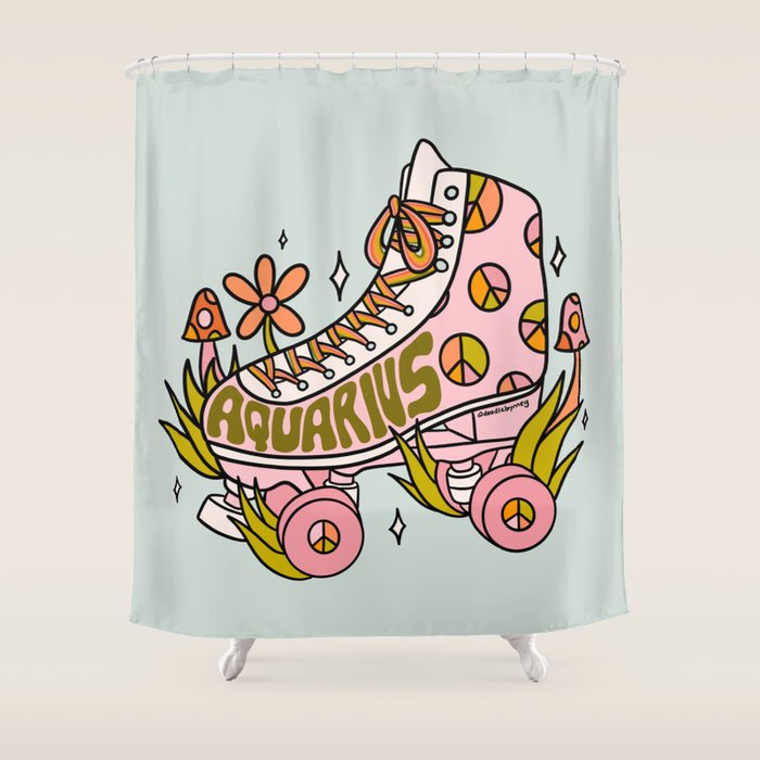 Aquarius Roller Skate Shower Curtain Gallery Image 1