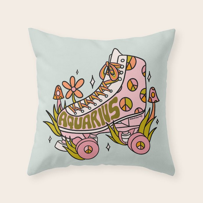 Aquarius Roller Skate Throw Pillow Gallery Image 6