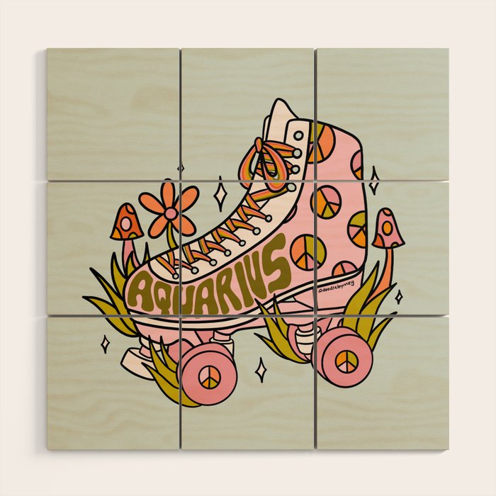 Aquarius Roller Skate Wood Wall Art Gallery Image 1