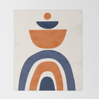 Abstract Shapes 14 in Orange and Navy Blue (Rainbow and Moon Phases Abstraction) Throw Blanket Gallery Image 2