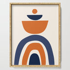 Abstract Shapes 14 in Orange and Navy Blue (Rainbow and Moon Phases Abstraction) Serving Tray Gallery Image 1