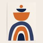 Abstract Shapes 14 in Orange and Navy Blue (Rainbow and Moon Phases Abstraction) Poster Gallery Image 4