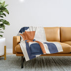 Abstract Shapes 14 in Orange and Navy Blue (Rainbow and Moon Phases Abstraction) Throw Blanket Gallery Image 1