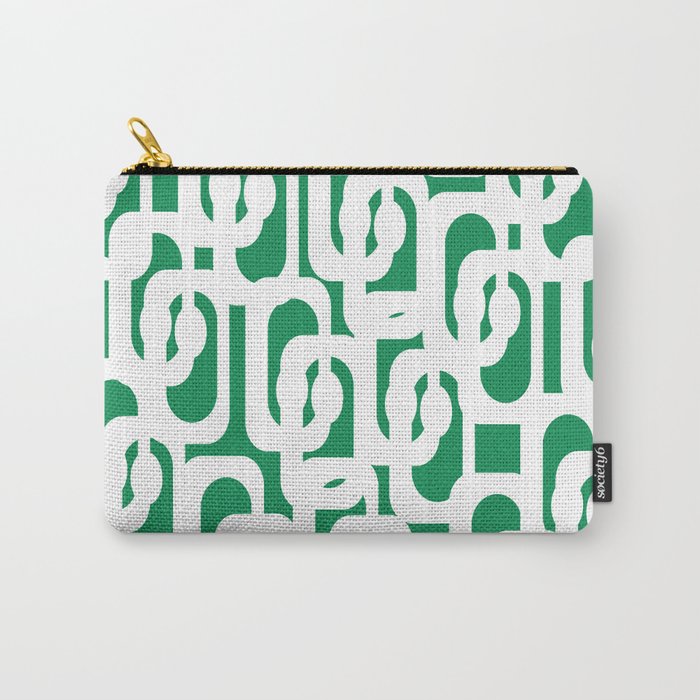 Mid Century Modern Loop Pattern in Kelly Green and White Carry All Pouch Gallery Image 1