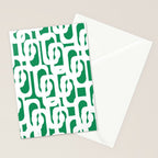 Mid Century Modern Loop Pattern in Kelly Green and White Stationery Card Gallery Image 2