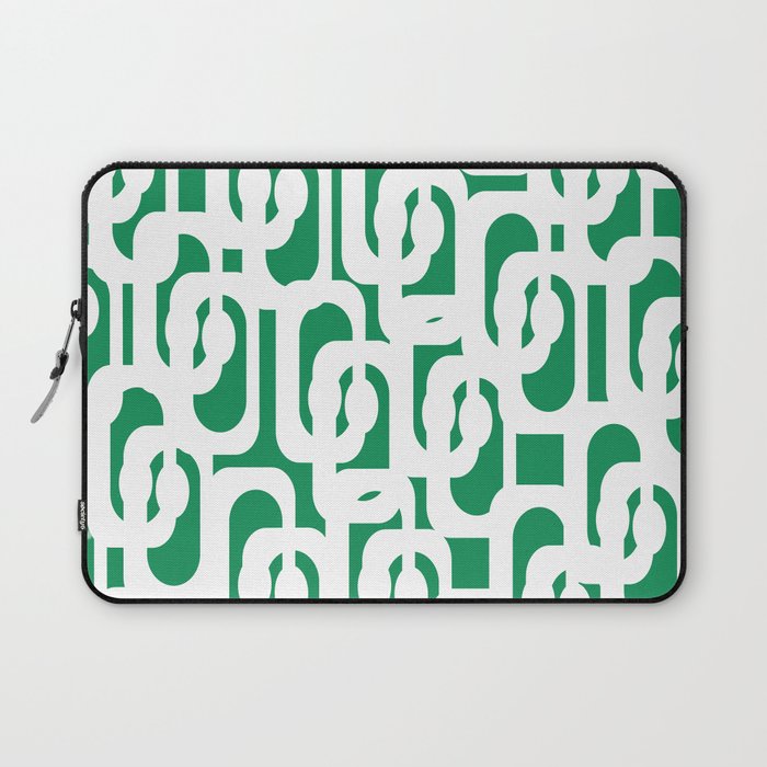 Mid Century Modern Loop Pattern in Kelly Green and White Laptop Sleeve Gallery Image 1