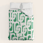 Mid Century Modern Loop Pattern in Kelly Green and White Duvet Cover Gallery Image 6