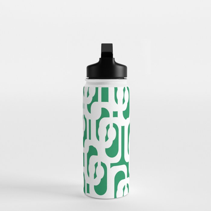 Mid Century Modern Loop Pattern in Kelly Green and White Water Bottle Gallery Image 3