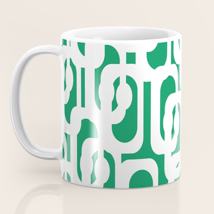 Mid Century Modern Loop Pattern in Kelly Green and White Coffee Mug Gallery Image 3