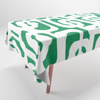 Mid Century Modern Loop Pattern in Kelly Green and White Tablecloth Gallery Image 1