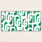 Mid Century Modern Loop Pattern in Kelly Green and White Desk Mat Gallery Image 3