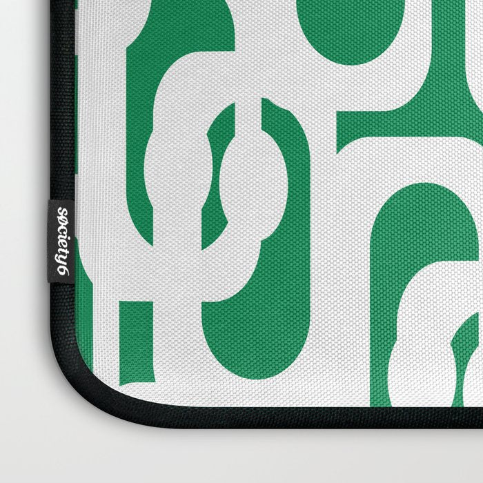 Mid Century Modern Loop Pattern in Kelly Green and White Laptop Sleeve Gallery Image 3