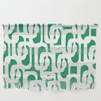 Mid Century Modern Loop Pattern in Kelly Green and White Wall Hanging Gallery Image 1
