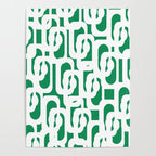 Mid Century Modern Loop Pattern in Kelly Green and White Poster Gallery Image 4