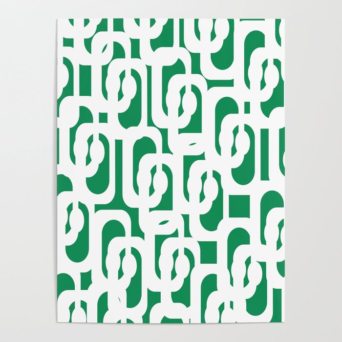 Mid Century Modern Loop Pattern in Kelly Green and White Poster Gallery Image 4
