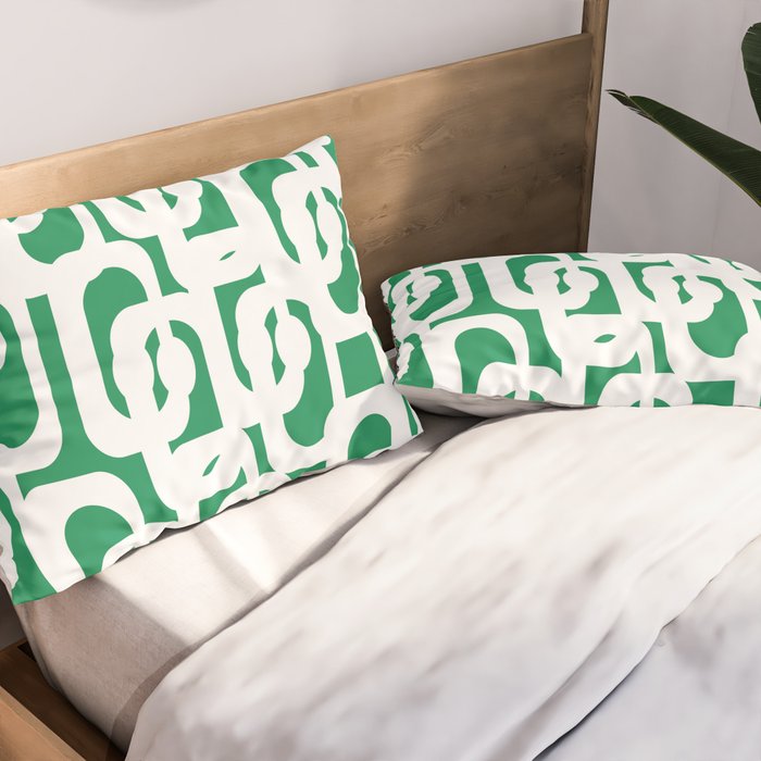 Mid Century Modern Loop Pattern in Kelly Green and White Pillow Sham Gallery Image 2