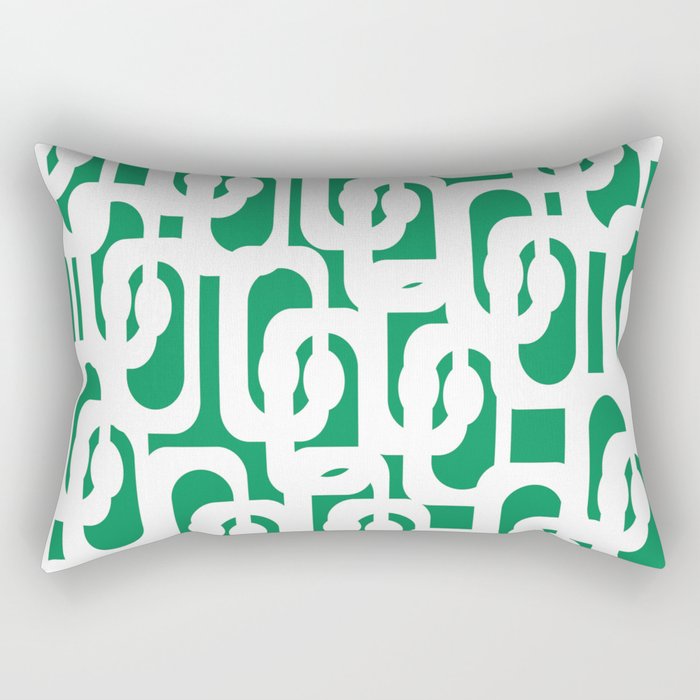 Mid Century Modern Loop Pattern in Kelly Green and White Rectangular Pillow Gallery Image 2