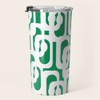 Mid Century Modern Loop Pattern in Kelly Green and White Travel Mug Gallery Image 3