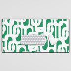 Mid Century Modern Loop Pattern in Kelly Green and White Desk Mat Gallery Image 1