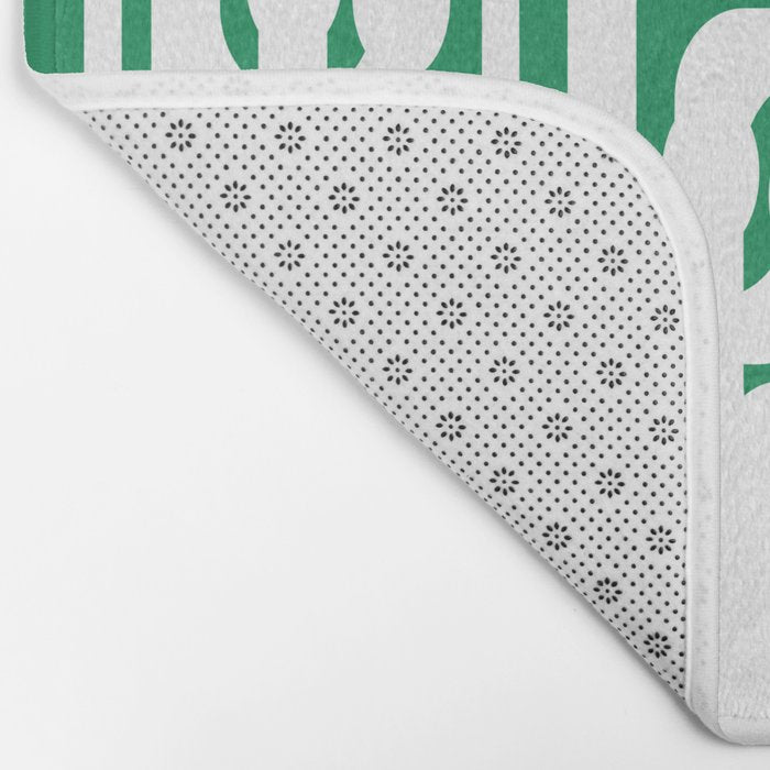 Mid Century Modern Loop Pattern in Kelly Green and White Bath Mat Gallery Image 2