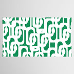 Mid Century Modern Loop Pattern in Kelly Green and White Tablecloth Gallery Image 2