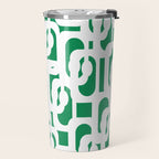 Mid Century Modern Loop Pattern in Kelly Green and White Travel Mug Gallery Image 2