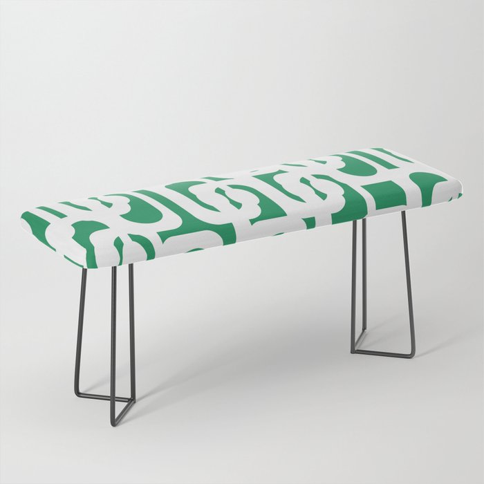 Mid Century Modern Loop Pattern in Kelly Green and White Bench Gallery Image 1