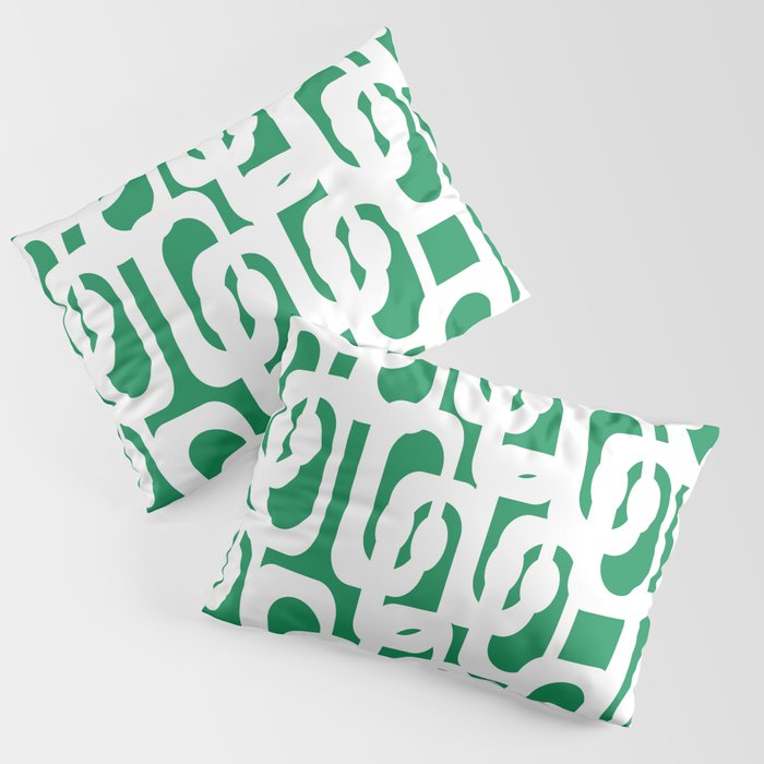 Mid Century Modern Loop Pattern in Kelly Green and White Pillow Sham Gallery Image 3