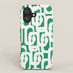 Mid Century Modern Loop Pattern in Kelly Green and White iPhone Case Gallery Image 1
