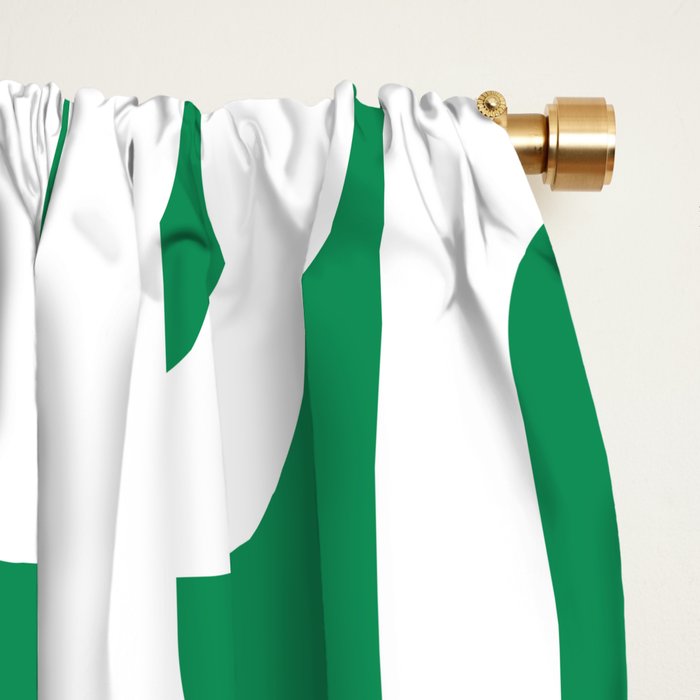 Mid Century Modern Loop Pattern in Kelly Green and White Window Curtain Gallery Image 2