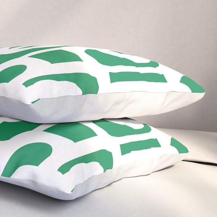 Mid Century Modern Loop Pattern in Kelly Green and White Pillow Sham Gallery Image 3