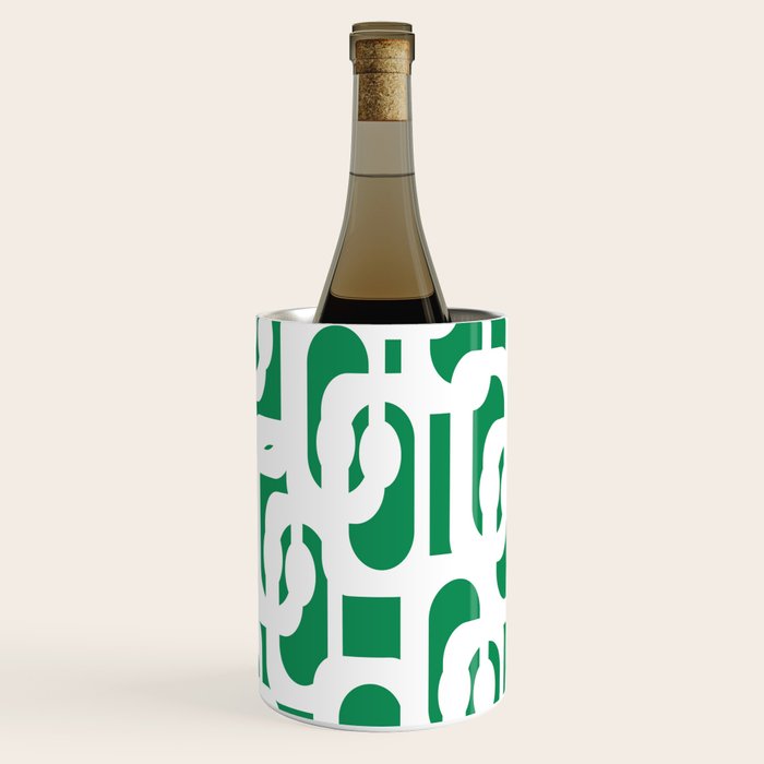 Mid Century Modern Loop Pattern in Kelly Green and White Wine Chiller Gallery Image 3