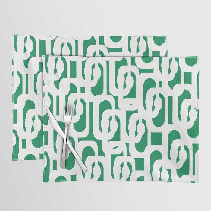 Mid Century Modern Loop Pattern in Kelly Green and White Placemat Gallery Image 1