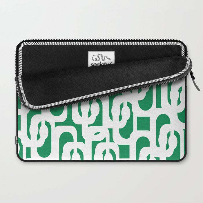 Mid Century Modern Loop Pattern in Kelly Green and White Laptop Sleeve Gallery Image 2