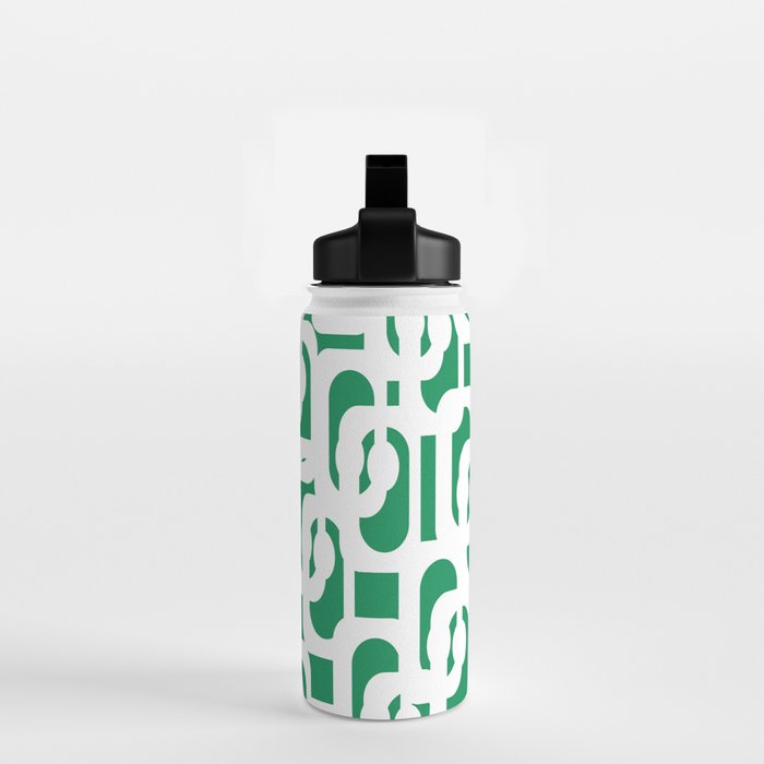 Mid Century Modern Loop Pattern in Kelly Green and White Water Bottle Gallery Image 2