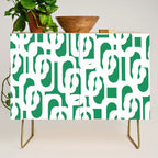 Mid Century Modern Loop Pattern in Kelly Green and White Credenza Gallery Image 1