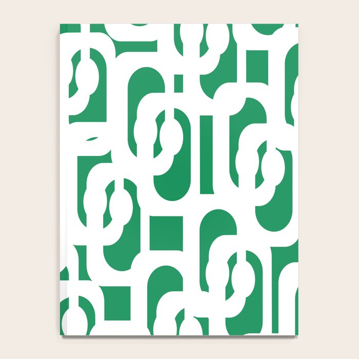 Mid Century Modern Loop Pattern in Kelly Green and White Notebook Gallery Image 4